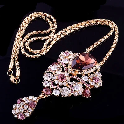 14k Gold Filled Morganite Gemstone Pendant Necklace Jewelry Set