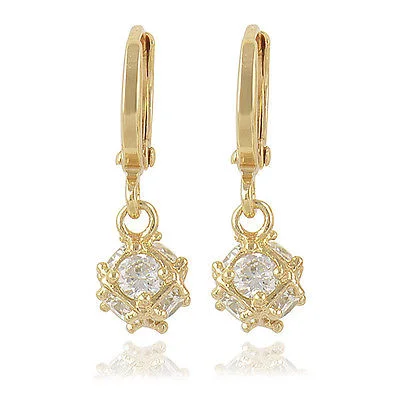 10 Gold Filled Cubic Zirconia "Magic Ball" Dangle Earrings