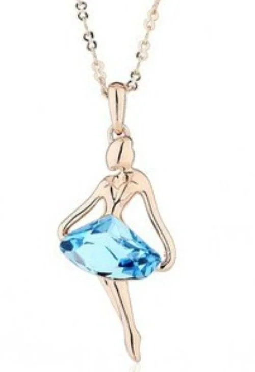 Austrian Crystal Dancer Girl 18K Yellow Gold GP Necklace