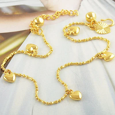 Amazing 10K Gold Filled 2-Bell Heart Ankle