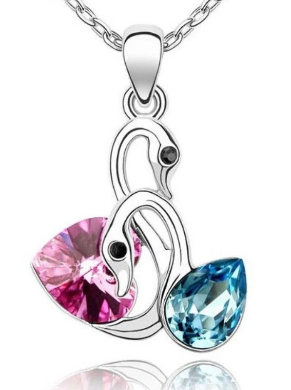 Sapphire and Austrian Crystal 18k Gold Plated Necklace