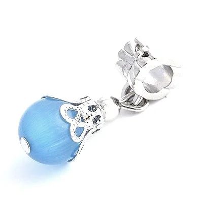 9K White GF Silver Blue Opal Grapes Beads Fit Charm