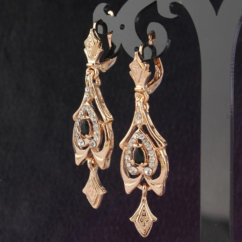 14k Gold Filled Austrian Crystal Heart Dangle Earring