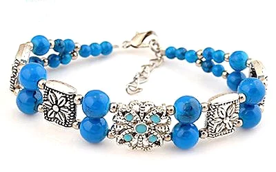 Handmade Tibetan Silver Beaded Charm Bracelet