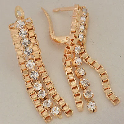 Perfect 10K Solid Gold Filled CZ Stud Dangle Earrings