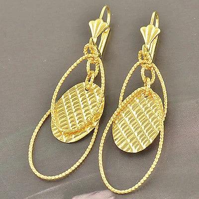 EMBOSSED 10K Yellow Gold Filled Dangle Earrings