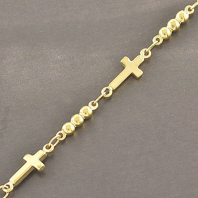 10K Yellow Gold Filled Bead & Cross Bracelet