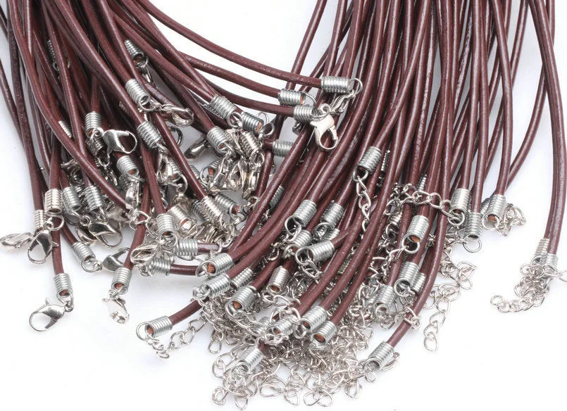 Weave Brown Leather Cord Thread DIY Bracelet Necklace 