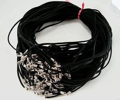 Black Clasp Suede Leather String 18" Necklace Cord 