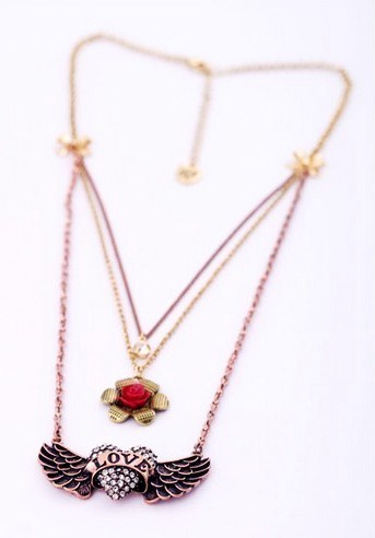 Angel Wings Heart Wings Multilayer Necklace
