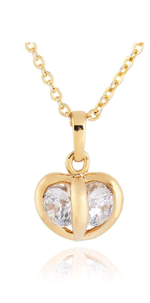 18k Yellow Gold Filled White Topaz Gems Pendant Necklace