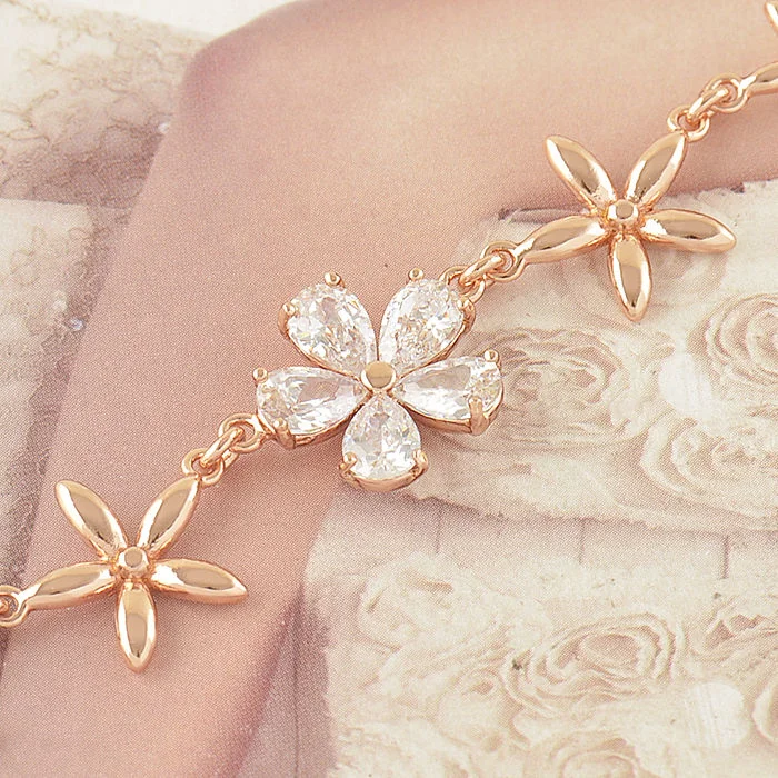 Gorgeous 10K Rose Gold Filled Flower Bracelet 