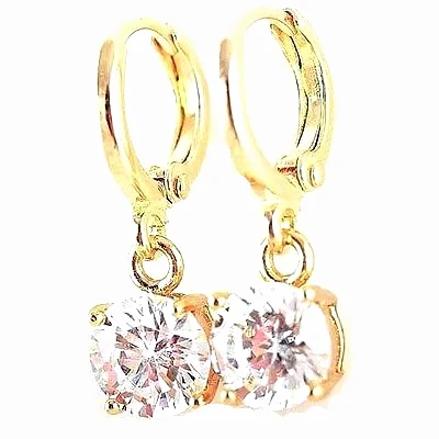 Classic 10K Gold Filled Round CZ Drop Earrings