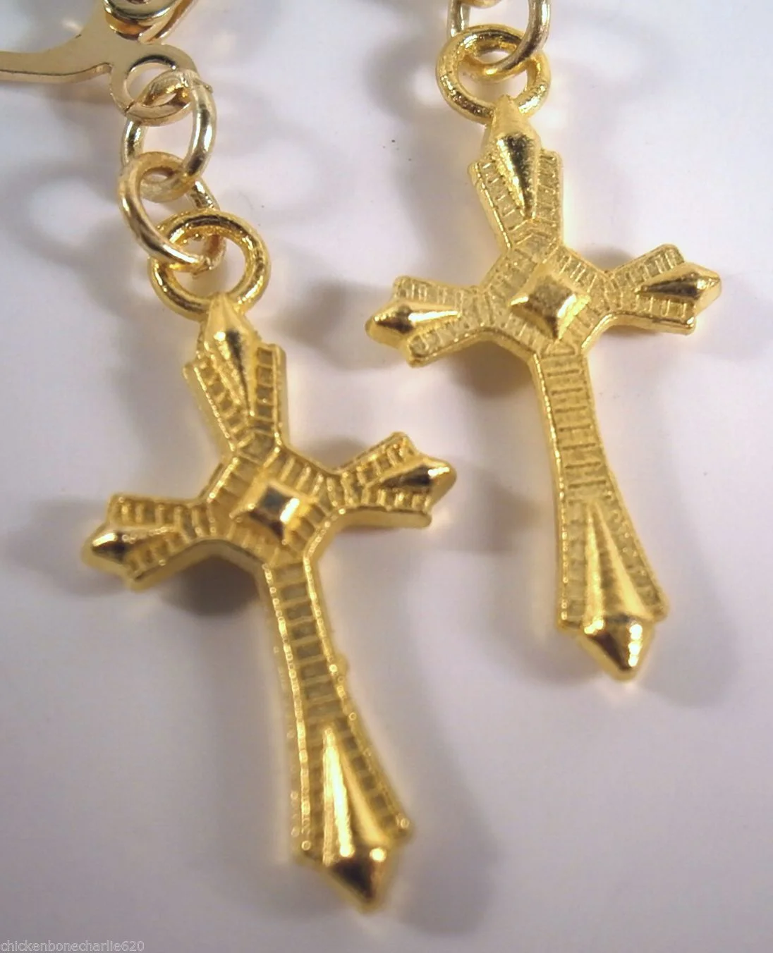 Cross Drops (3/4") 18k Gold Plated Leverback Earrings