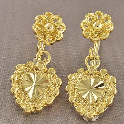 Reliable 10k Yellow Gold Filled Flower & Dangle Earrings 