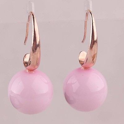 14K Gold Filled 18*18mm Pink Seashell Pearl Crooked Dangle Earrings 