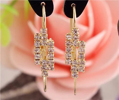 14K Gold Filled Gemstone Jewelry Drop Hoop Earrings