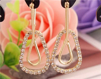 14K Gold Filled Glitter Gemstone Drop Hoop Earrings