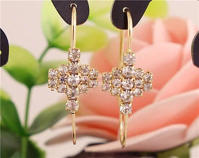 14K Gold Filled Glitter Gemstone Drop Hoop Earrings