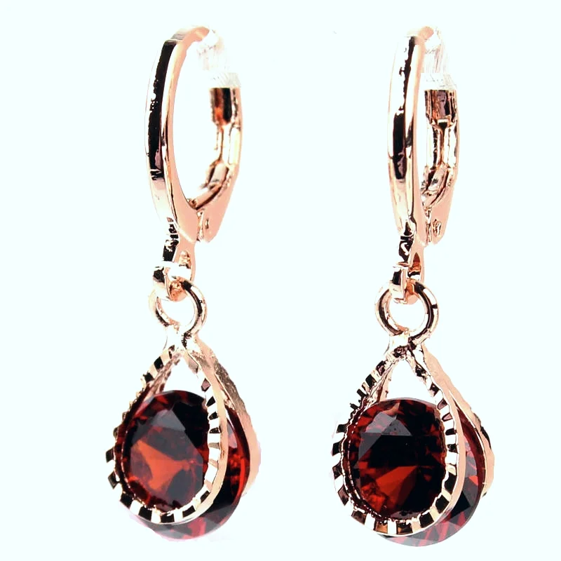 14k Gold Filled Garnet Dangle Earrings Jewelry 