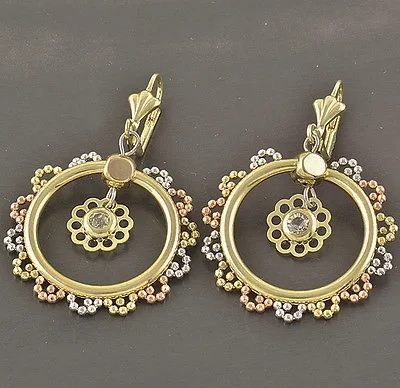 Yellow/Rose/White Gold Filled Cubic Zirconia Dangle Earrings