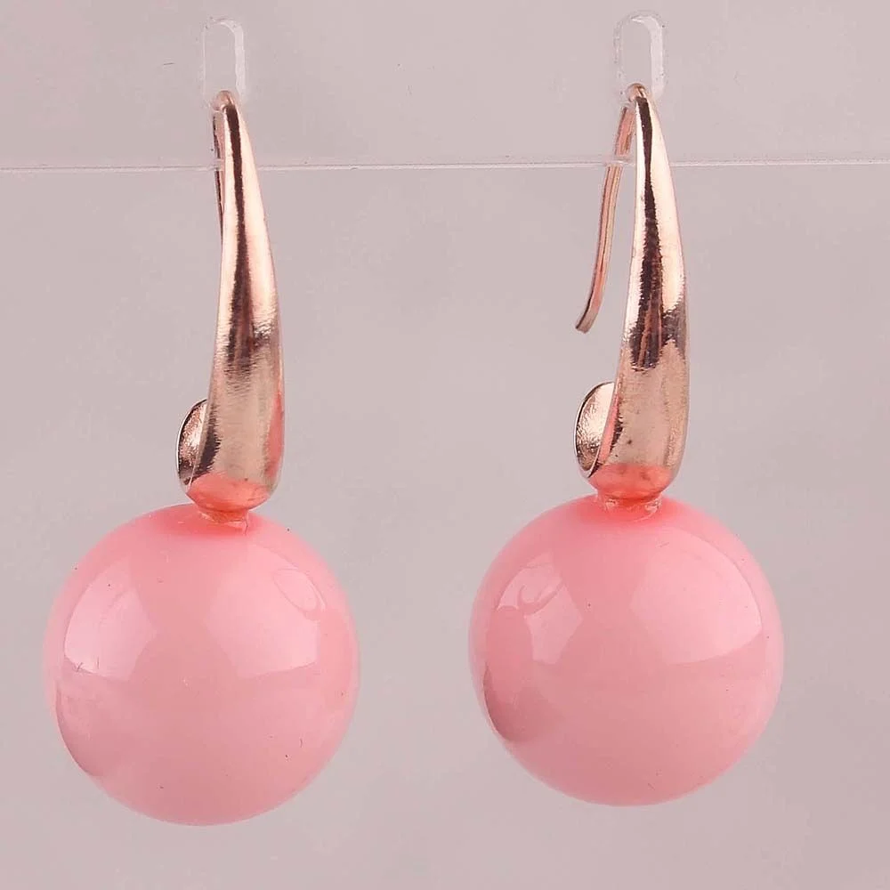 14K Gold Filled 18*18mm Red Seashell Pearl Crooked Dangle Earrings 