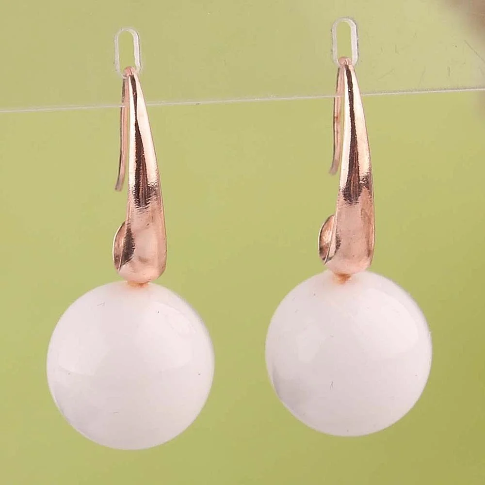 14K Gold Filled 18*18mm White Seashell Pearl Crooked Dangle Earrings