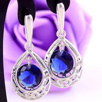 Blue Sapphire Gems 14K Gold Filled Dangle Earrings