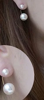 Stylish Imitation Double Pearl Rhinestones Earrings Ear Stud