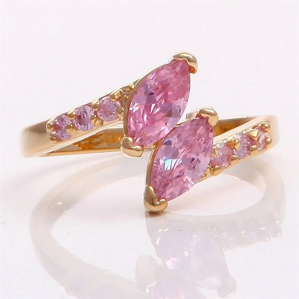 Gorgeous 10k Yellow Gold Filled Womens Jewelry Pink Sapphire Ring