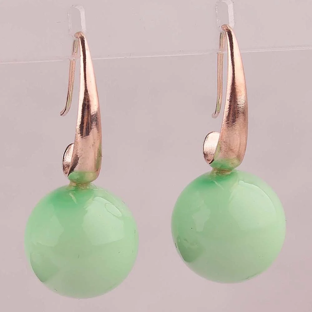 14K Gold Filled 18*18mm Green Seashell Pearl Crooked Dangle Earrings 