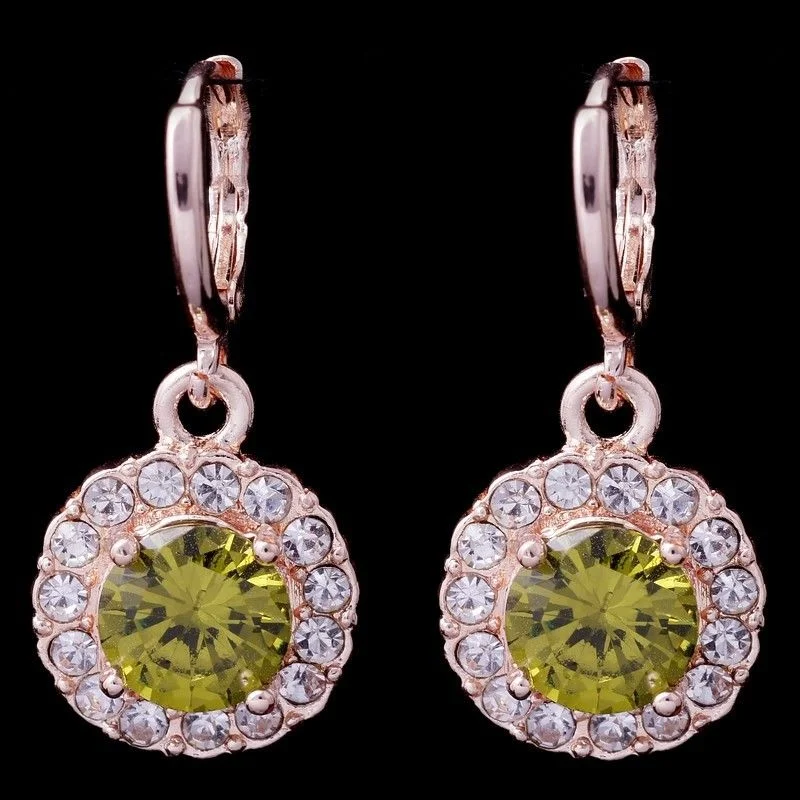 Shine Circle 10k Rose Gold Filled C.Z Dangle Earrings Jewelry