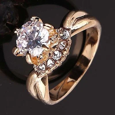14k Gold Filled Circular Cut White Sapphire Ring Jewelry