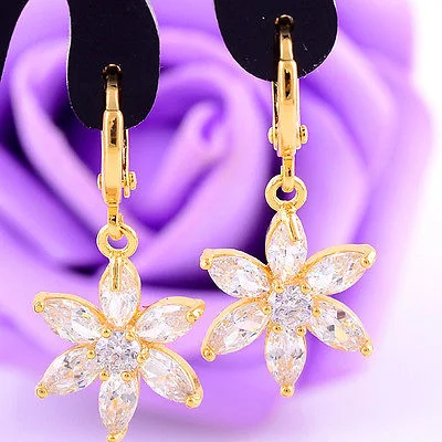 White Topaz Gems 14K Gold Filled Dangle Earrings