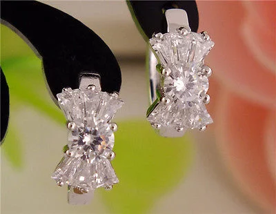 Vintage Sterling Silver Luxurious Gemstone Fashion Hoop Earrings