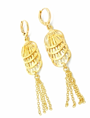14k Dangle Hoop Earrings