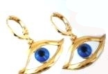 14k Gold Cut Zircon Evil Eye Good Luck Moon Earrings