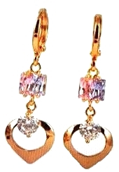 10k Gold Filled Heart Dangle Earrings