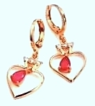 10k Rose gold Ruby Heart Earrings