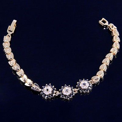 17.5cm Bracelet Black Sapphire 18K Gold Plated Fashion Jewelry
