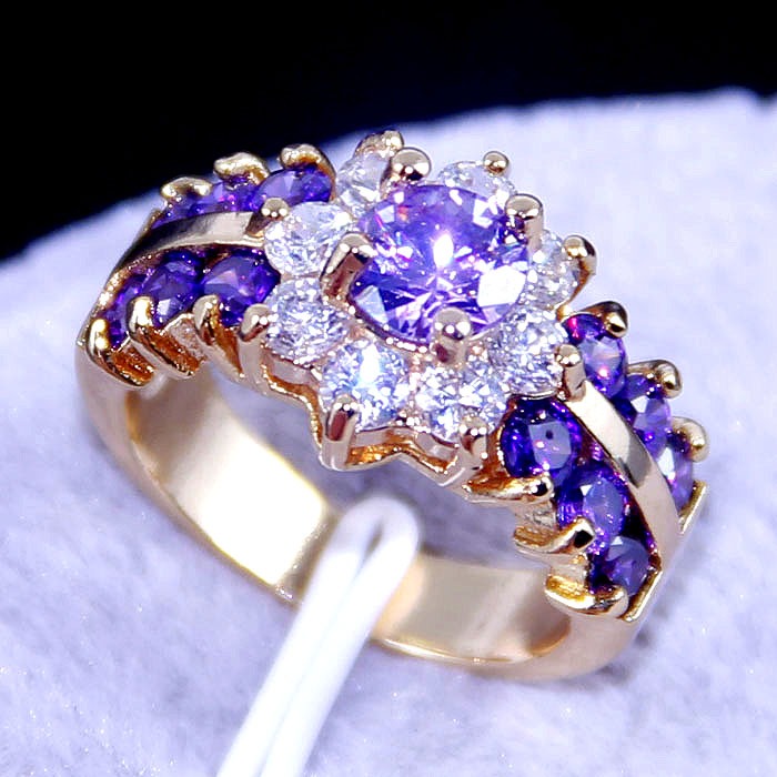 Amethyst 18k Gold Plated Fashion Jewelry Ring