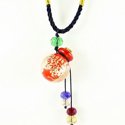 Red Perfume Bottles Lampwork Glass Murano Pendant Necklace