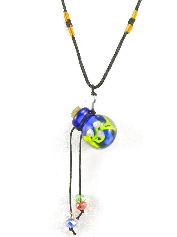 Beautiful Murano Glass Perfume Bottle Blue Color Pendant Necklace