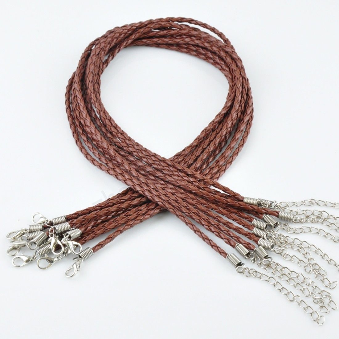 Real Leather Adjustable Braided Necklace Charms Findings String