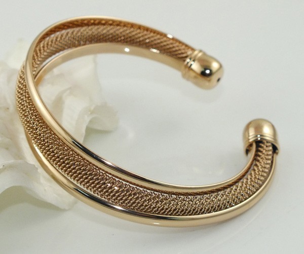 14k Rose Gold GP Charming Cuff Bangle Bracelet
