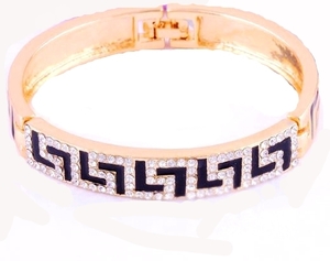 White Topaz Gems 14K Gold Filled Solid Bangle