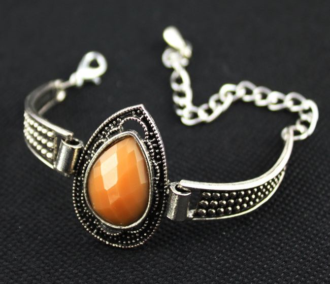 Classical Resin Tibet Silver Chain Bangle Bracelet