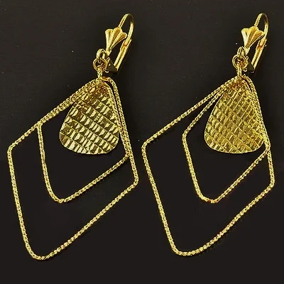 Charms 10K Yellow Gold Filled Ruby Dangle Earrings