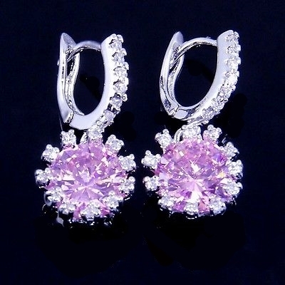 Dangle Earrings Exhilarating Pink Kunzite Silver 18k White Gold Jewelry