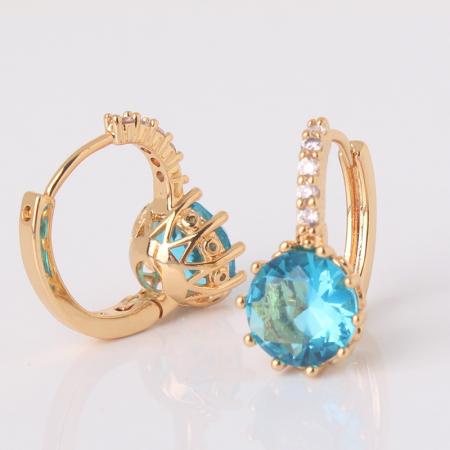24k Yellow Gold Filled Unique Style Aquamarine Dangle Earrings